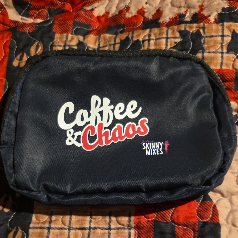 Coffee & Chaos Black Fanny Pack Bag 8x6 Inches (Brand New)